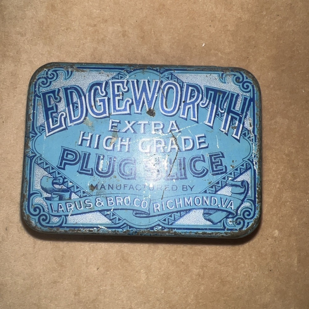 VINTAGE BLUE TIN Edgeworth Extra‎ High Grade Plug Slice Tim